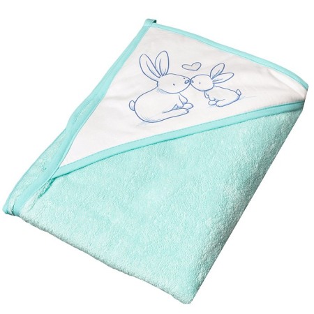 Prosoape si halate baie - Prosop Baie Cu Gluga Micutii Iepurasi Menta 80X80Cm KR-008-105