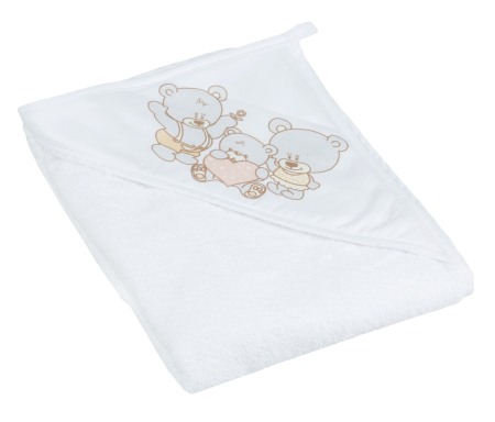 Prosoape si halate baie - Prosop Baie Cu Gluga Ursuletul Teddy Alb 100X100Cm MS-015-118