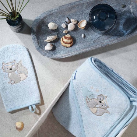 Prosop Bebe din Fibră de Bambus cu Glugă Babyono  Albastru 346/05 | Prosop Băiță Nou-Născut și Copii 100x100 cm [8]