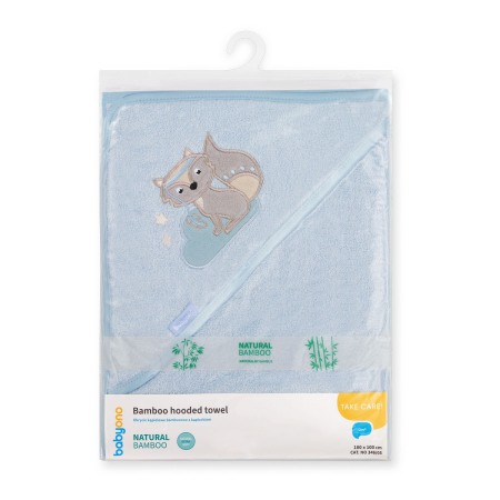 Prosop Bebe din Fibră de Bambus cu Glugă Babyono  Albastru 346/05 | Prosop Băiță Nou-Născut și Copii 100x100 cm [2]
