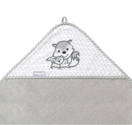 Prosop Bebe din Fibră de Bambus cu Glugă Babyono  GRI | Prosop Băiță Nou-Născut și Copii 100x100 cm [2]