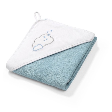 Prosoape si halate baie - Prosop copii din bumbac cu gluga albastru Babyono nor 85 X 85 cm 144/09