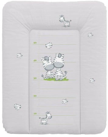 Mese de infasat moi - Saltea de Infasat Moale, Fara Intaritura 50x70cm, Suprafata Aderenta, Ceba Baby, Zebre, Gri, 143-002-260