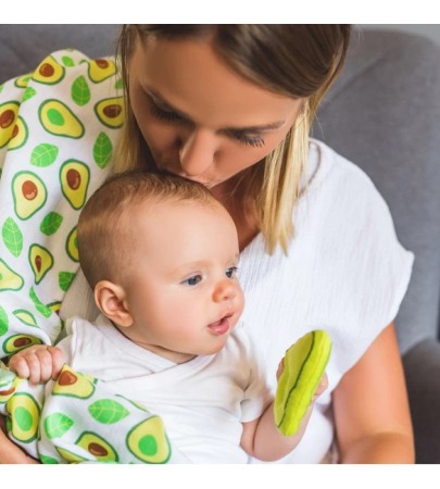 Scutec muselina natural cu sunatoare avocado, 70%bambus si 30%bumbac, 120x120 cm, Babyono, 536/01 [3]