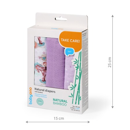 Scutece muselina natural, set 3 bucati, 70%bambus si 30%bumbac, 70x70 cm, Babyono, 397/11 [3]