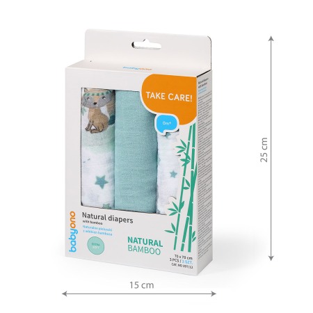 Scutece muselina natural, set 3 bucati, 70%bambus si 30%bumbac, 70x70 cm, Babyono, 397/12 [3]