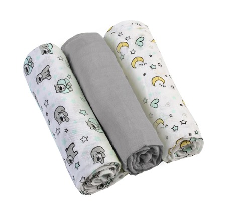Scutece bebe - Scutece muselina super soft, set 3 bucati, 100% bumbac, 70x70 cm, Babyono, 348/01