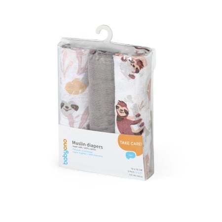 Scutece bebe - Scutece muselina super soft, set 3 bucati, 100% bumbac, 70x70 cm, Babyono, 348/10