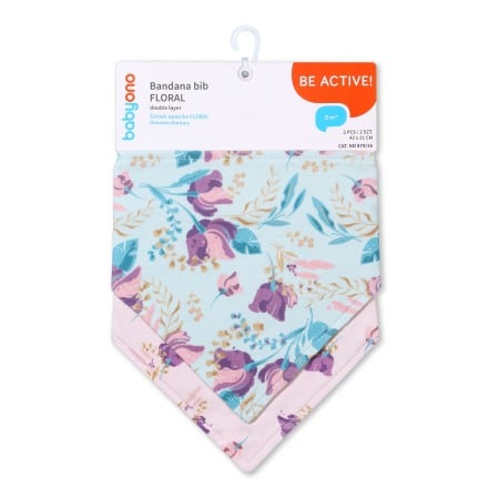 Articole hranire bebelusi - Set 2 bucati barbita, esarfa bumbac Babyono 2 in 1 Floral 879/16