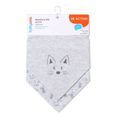 Articole hranire bebelusi - Set 2 bucati barbita, esarfa bumbac Babyono 2 in 1 Pisicuta 879/11