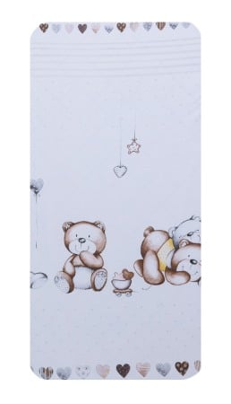 Lenjerii si huse patut - Set 2 cearceafuri din bumbac pentru saltea 120x60 cm, Teddy Bear&Hearts Alb, Beberoyal, CF-002-108