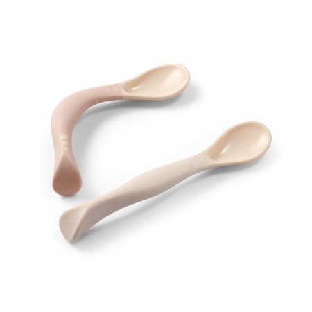 Articole hranire bebelusi - Set 2 lingurite flexibile Babyono bej si roz 1066/06