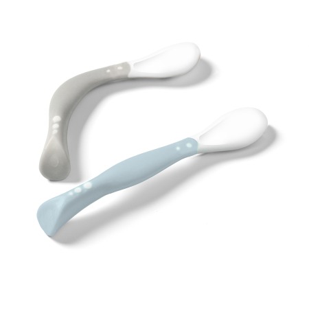 Set 2 lingurite flexibile Babyono gri si albastru 1066/04 [3]