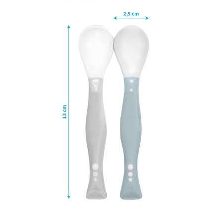Set 2 lingurite flexibile Babyono gri si albastru 1066/04 [1]