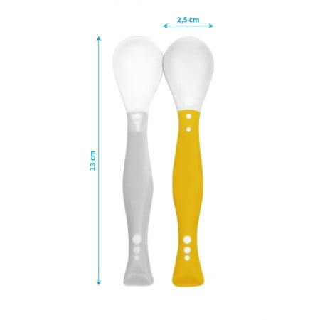 Set 2 lingurite flexibile Babyono gri si galben 1066/05 [2]