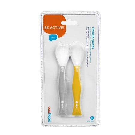 Set 2 lingurite flexibile Babyono gri si galben 1066/05 [3]