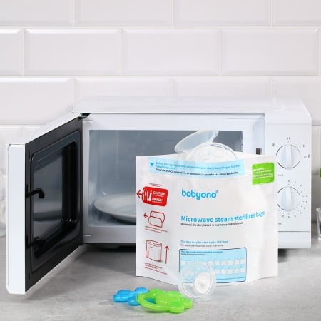 Recipiente pentru lapte - Set 5 pungi pentru sterilizarea biberoanelor tetinelor, pompelor de san si al altor produse pentru bebelusi si copii, 1038, Babyono