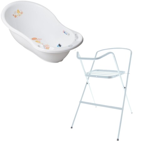 Seturi cadite 86 cm - Set cadita 86 cm Folk Alb + Suport metalic cadita