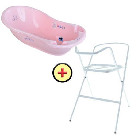 Seturi cadite 86 cm - Set cadita 86 cm Iepuras Roz + Suport metalic cadita