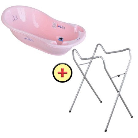Set cadita 86 cm + Suport universal metalic Iepuras roz [1]