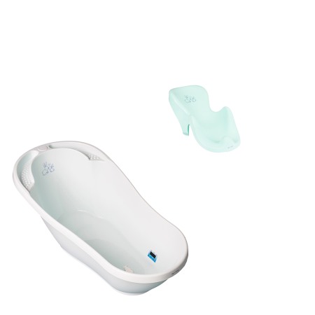 Baie - Set cadita 92 cm iepuras verde si suport anatomic copii, bebelusi KR-011