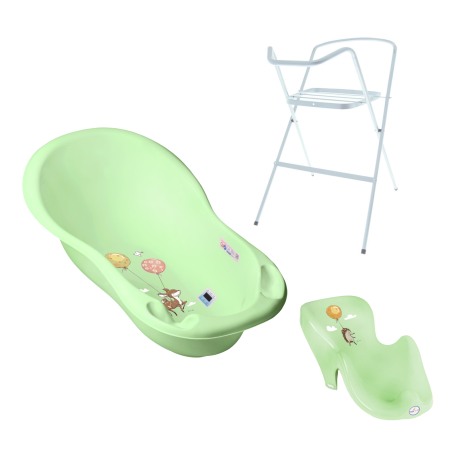 Seturi cadite 86 cm - Set cadita alb Forest Fairytail Verde 86 cm + suport metalic + suport anatomic cadita