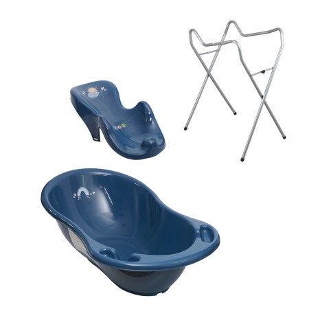 Seturi cadite 86 cm - Set cadita baie Meteo albastru 86 cm + suport universal + suport anatomic cadita copii, bebelusi