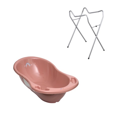 Seturi cadite 86 cm - Set cadita baie Meteo Roz 86 cm + Suport universal metalic ME