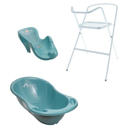 Seturi cadite 86 cm - Set cadita baie Meteo Turcoaz ME 86 cm + suport metalic + suport anatomic cadita copii, bebelusi
