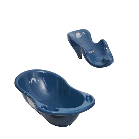 Seturi cadite 102 cm - Set cadita copii baie Meteo Albastru 102 cm cu senzor de temperatura + suport anatomic cadita ME