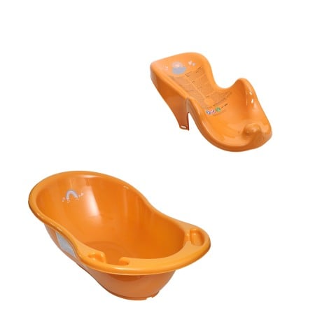 Seturi cadite 86 cm - Set cadita copii baie Meteo Portocaliu 86 cm cu senzor de temperatura + suport anatomic cadita