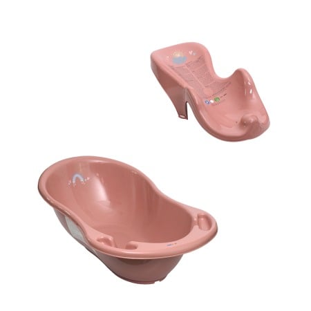 Seturi cadite 86 cm - Set cadita copii baie Meteo Roz 86 cm cu senzor de temperatura + suport anatomic cadita