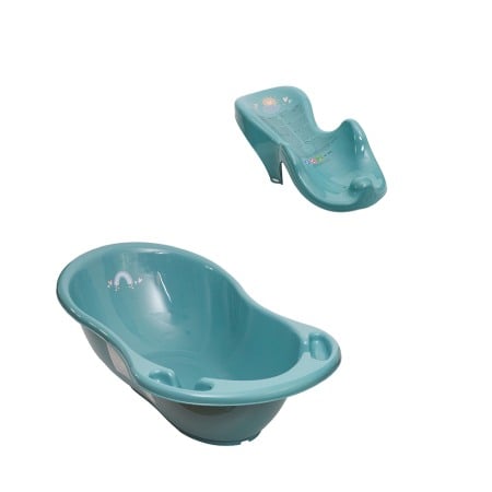 Seturi cadite 86 cm - Set cadita copii baie Meteo Turcoaz 86 cm cu senzor de temperatura + suport anatomic cadita