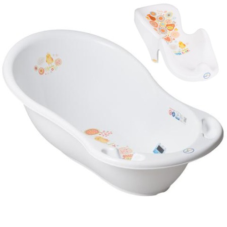 Seturi cadite 86 cm - Set cadita copii Folk Alb 86 cm cu senzor de temperatura + suport anatomic cadita