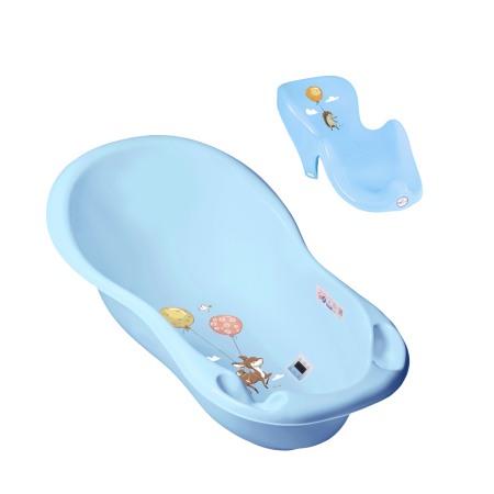 Seturi cadite 102 cm - Set cadita copii Forest Fairytail Albastru 102 cm cu senzor de temperatura + suport anatomic cadita