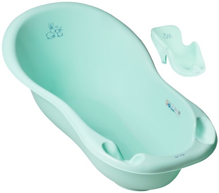 Seturi cadite 86 cm - Set cadita copii Iepuras Menta 86 cm cu senzor de temperatura + suport anatomic cadita