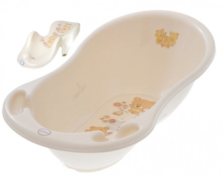 Seturi cadite 86 cm - Set cadita copii Ursulet Alb 86 cm cu senzor de temperatura + suport anatomic cadita