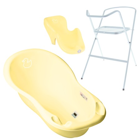 Seturi cadite 86 cm - Set cadita Duck Galben 86 cm + suport metalic + suport anatomic cadita