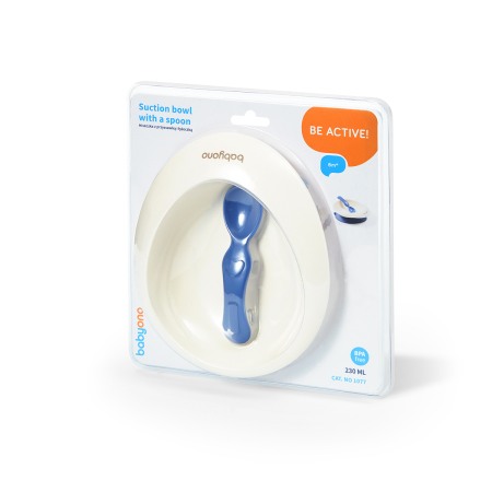 Set castron si lingurita cu ventuza copii albastru Babyono 1077/01 [3]
