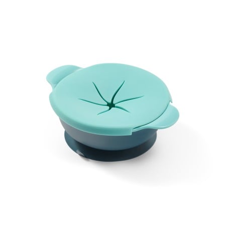Articole hranire bebelusi - Set castron si lingurita cu ventuza si capac copii verde Babyono 1078