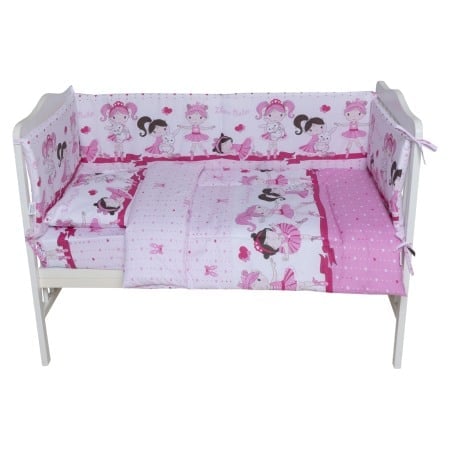 Set lenjerie bumbac 3 piese pentru saltea de 120 x 60 cm, Dancing Girls Roz, Beberoyal, LJ-003-106 [1]