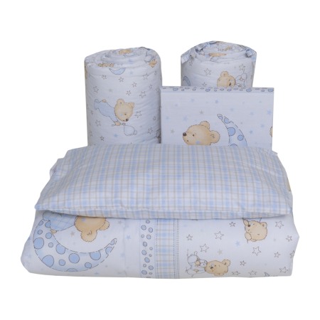 Set lenjerie bumbac 5 piese pentru saltea de 120 x 60 cm, Bear Dreams Alb, Beberoyal, LJ-005-107 [2]