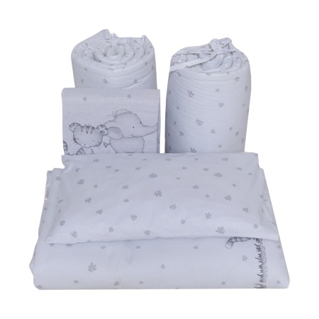 Set lenjerie bumbac 5 piese pentru saltea de 120 x 60 cm, Safari Friends alb, Beberoyal, LJ-005-105 [2]