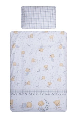 Lenjerii si huse patut - Set lenjerie bumbac 7 piese pentru saltea de 120 x 60 cm, Bear Dreams Alb, Beberoyal, LJ-007-107