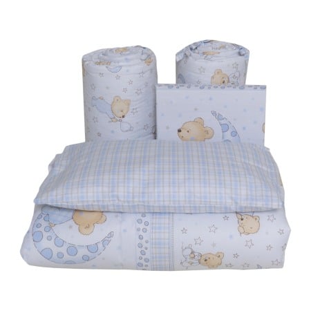 Set lenjerie bumbac cu baldachin 6 piese pentru saltea de 120 x 60 cm, Bear Dreams Alb, Beberoyal, LJ-006-107 [2]
