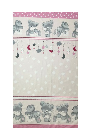 Lenjerii si huse patut - Set lenjerie bumbac cu baldachin 6 piese pentru saltea de 120 x 60 cm, Bears&Rabbit Roz, Beberoyal, LJ-006-112
