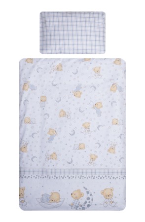 Lenjerii si huse patut - Set lenjerie bumbac cu baldachin 8 piese pentru saltea de 120 x 60 cm, Bear Dreams Alb, Beberoyal, LJ-008-107