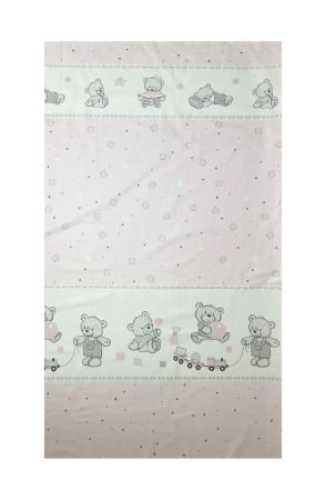 Lenjerii si huse patut - Set lenjerie bumbac cu baldachin 8 piese pentru saltea de 120 x 60 cm, Bears&Toys Roz, Beberoyal, LJ-008-109