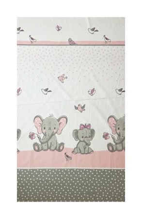 Lenjerii si huse patut - Set lenjerie bumbac cu baldachin 8 piese pentru saltea de 120 x 60 cm, Elefant&Birds Roz, Beberoyal, LJ-008-104