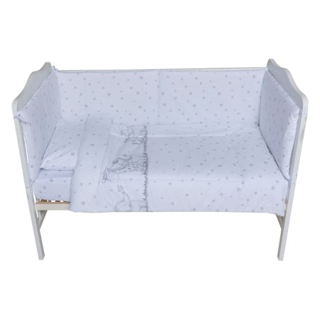 Set lenjerie bumbac cu baldachin 8 piese pentru saltea de 120 x 60 cm, Safari Friends alb, Beberoyal, LJ-008-105 [1]